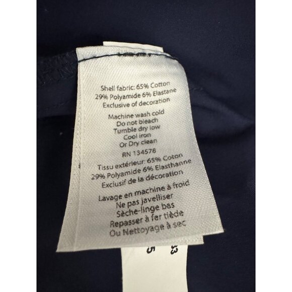 Vineyard Vines Ric Rac Bell Sleeve Blouse Navy Blue Size S Crop Cotton-Blend - Picture 7 of 7